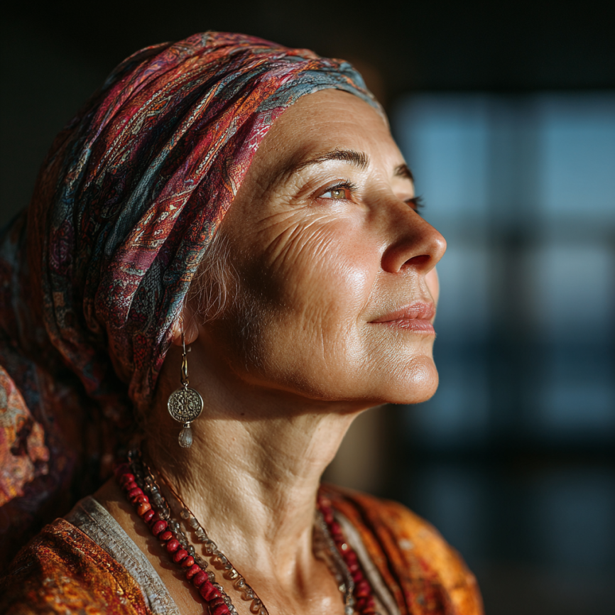 Katta yoshdagi ayol yoga bilan shug'ullanmoqda